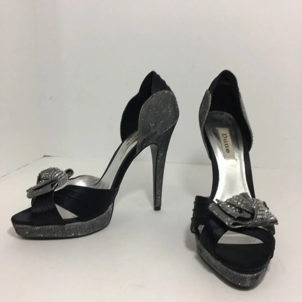 Dune Diamante Platform Peep Toe Bow High Heels 9